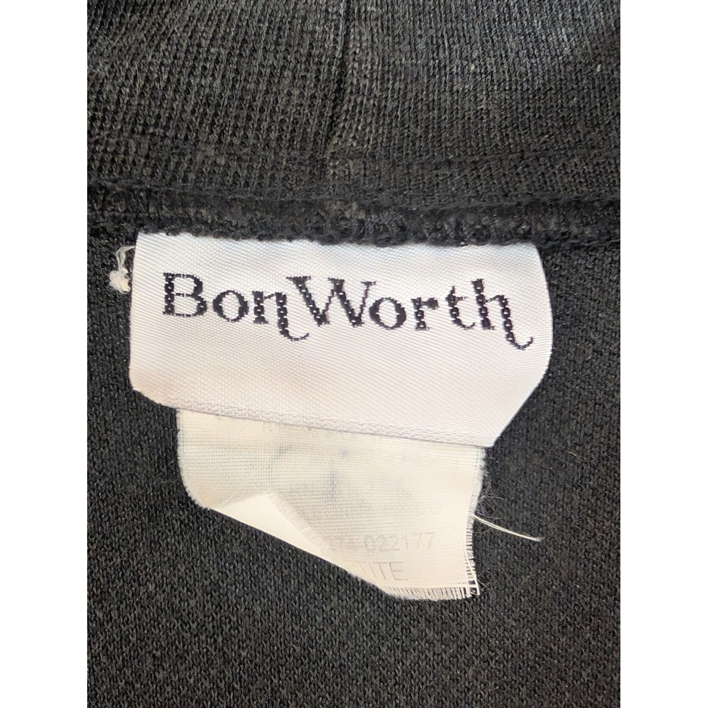 Vintage BonWorth Petite M Open Front Cardigan Embroidered Flowers Black Womens - Picture 3 of 6